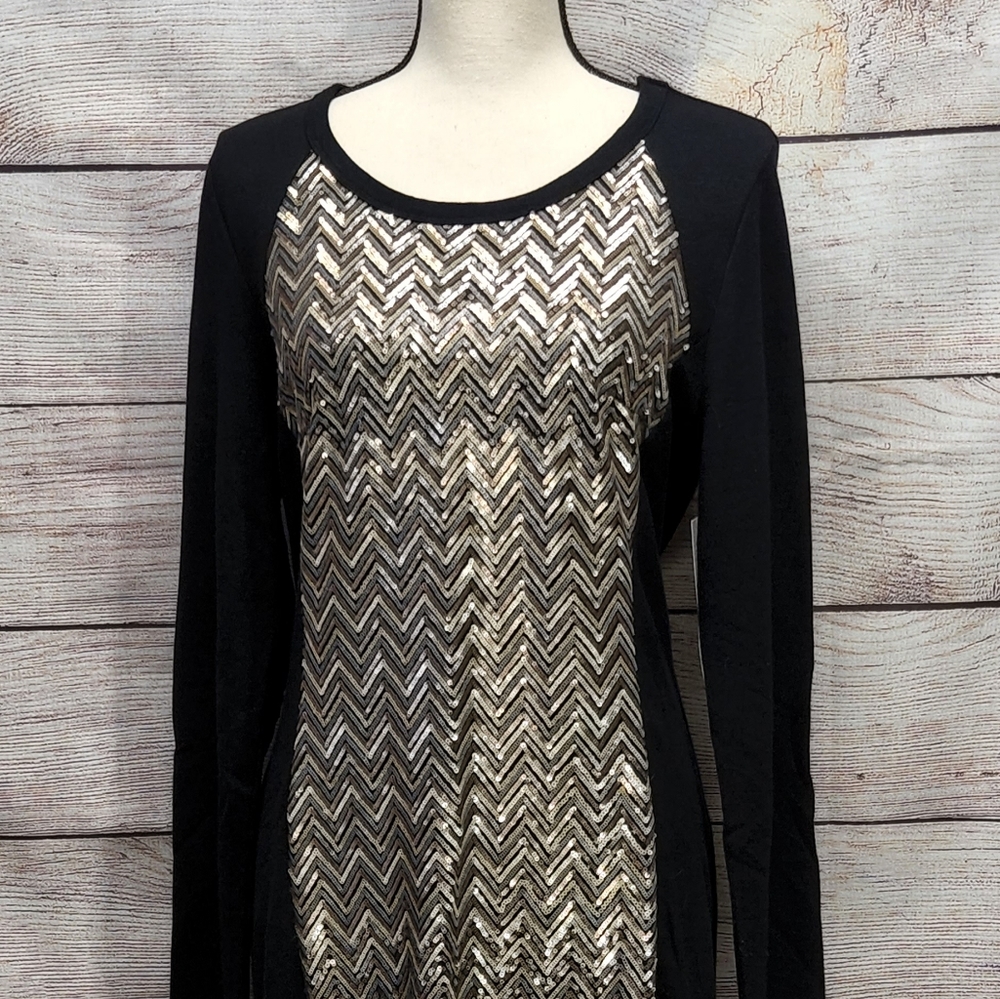 NEW!!! Women's Karen Kane chevron sequined dress Sz.L